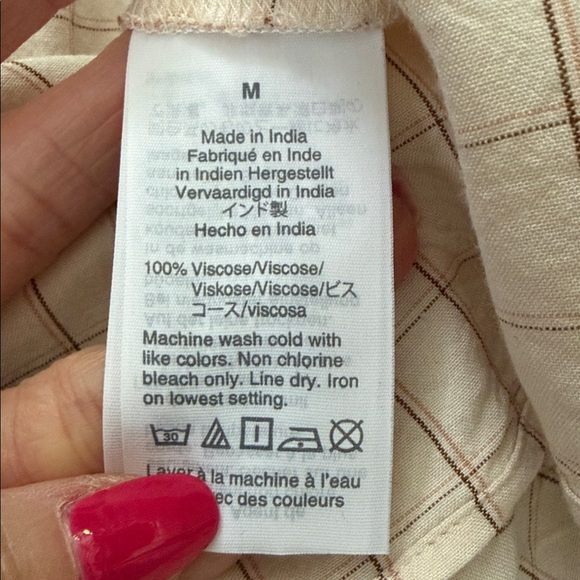 Madewell Windowpane Antique Cream Balloon Sleeve Peasant Blouse Top - Picture 4 of 4